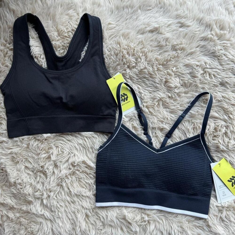 All in Motion Seamless Sports Bra Bundle Black + Navy Small NWT